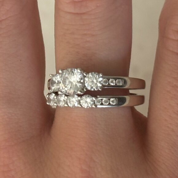 Diamonique 2.15 cttw Round-Cut Bridal Ring Set, Sterling, Size 9 - Picture 4 of 4